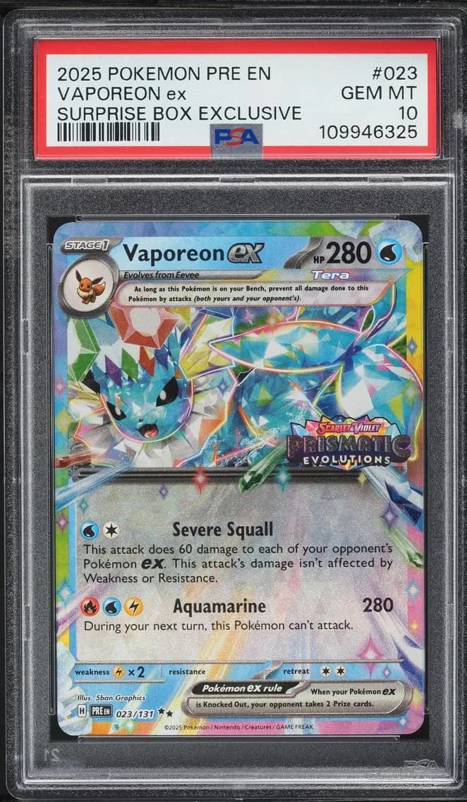 Vaporeon EX, Prismatic Evolutions, PSA 10