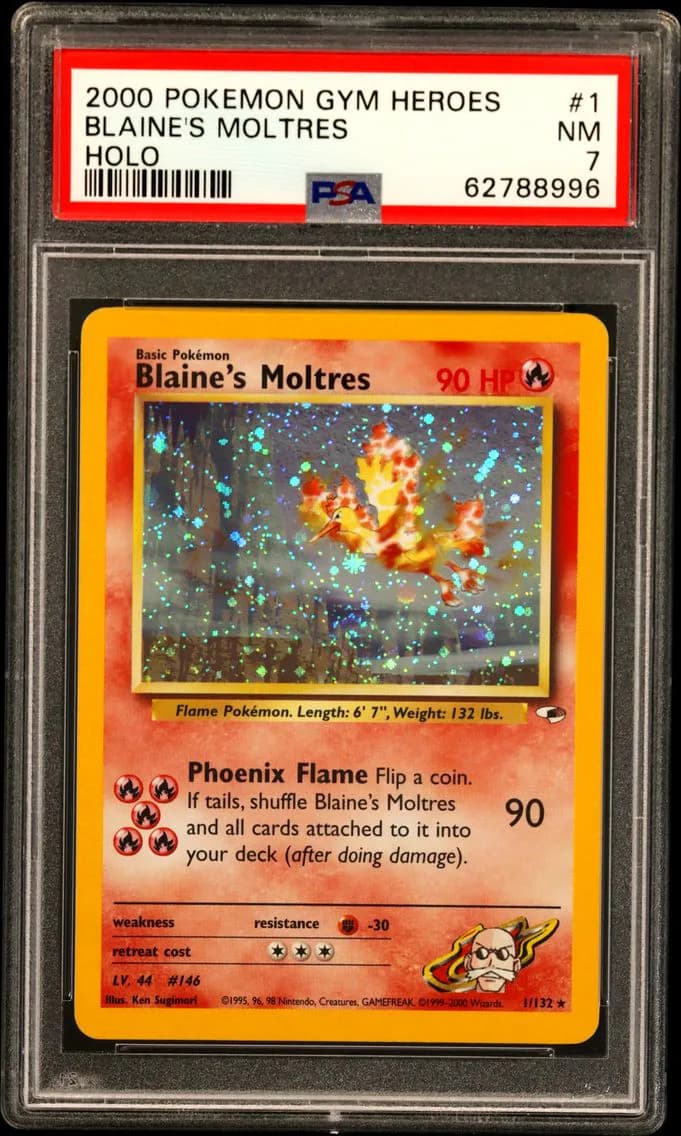 Blaine's Moltres, Gym Heroes, PSA 7