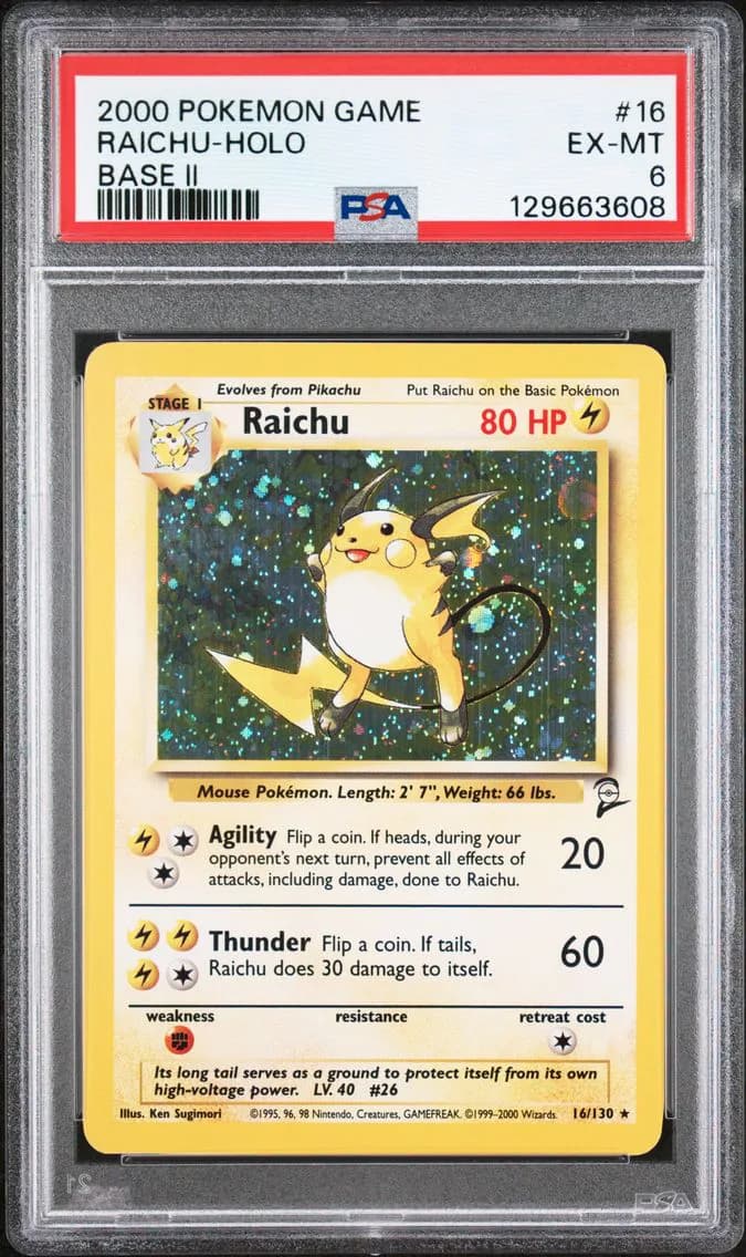Raichu-Holo, Game Base II, PSA 6