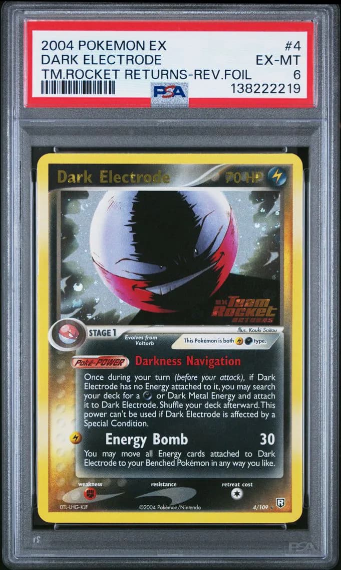 Dark Electrode-Reverse Foil, EX Team Rocket Returns, PSA 6