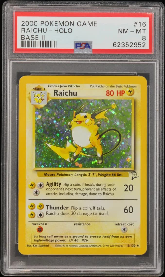 Raichu-Holo, Game Base II, PSA 8