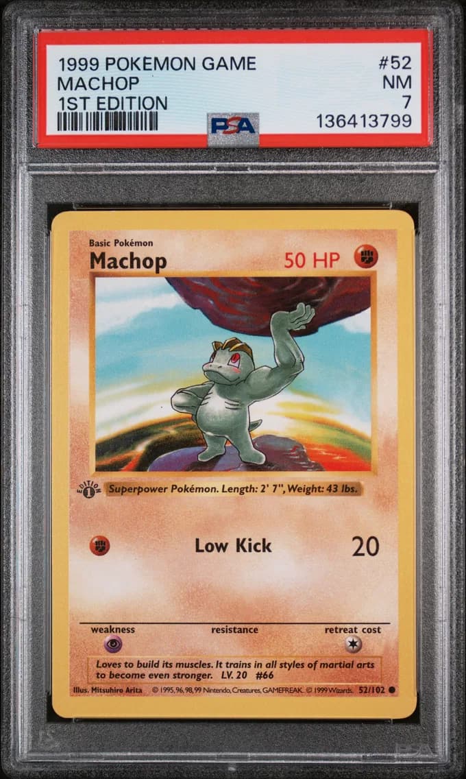 Machop 1st Edition, Game, PSA 7