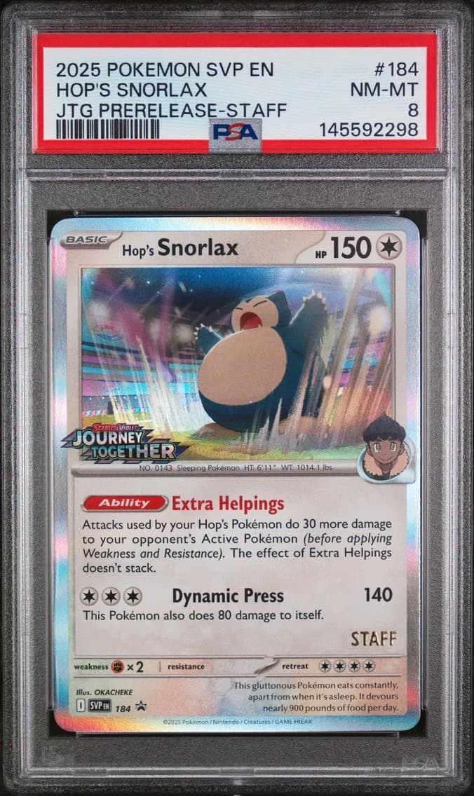 Hop's Snorlax, SV Black Star Promo, PSA 8