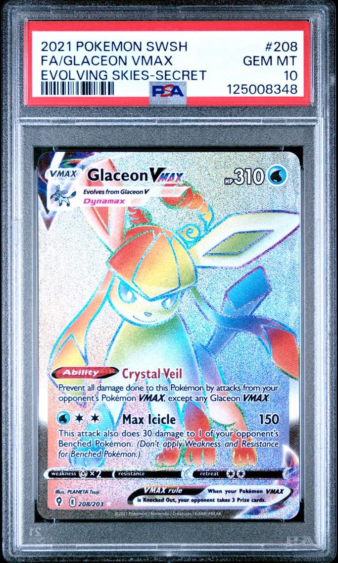 Glaceon VMAX, Sword & Shield Evolving Skies, PSA 10