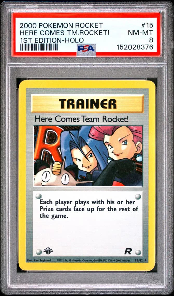 Here Comes Team Rocket!-Holo, Rocket, PSA 8