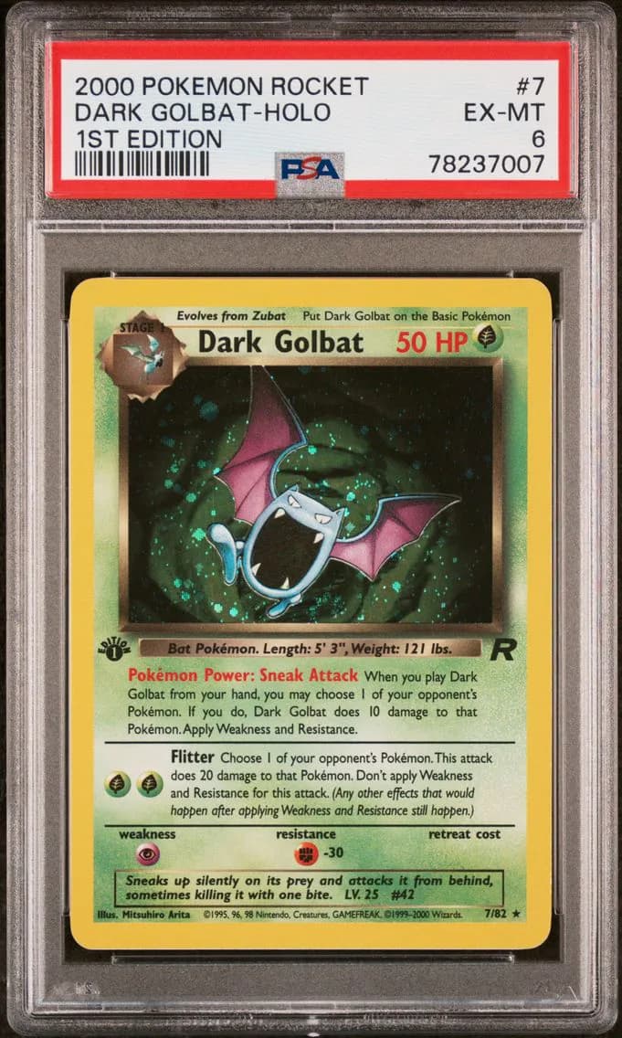 Dark Golbat-Holo 1st Edition, Rocket, PSA 6