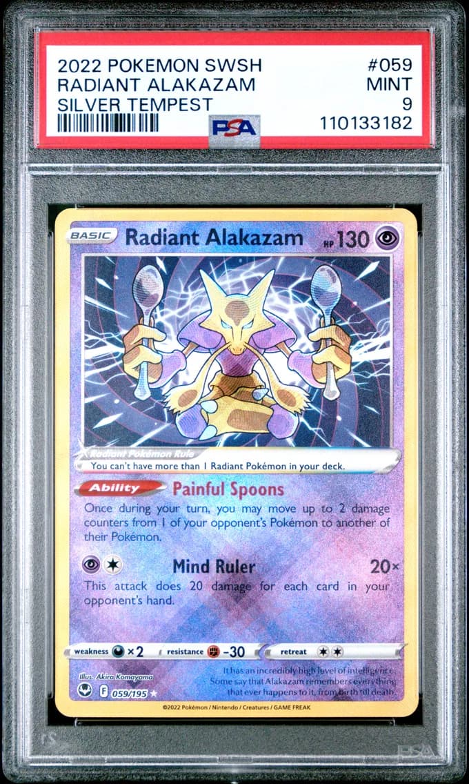 Radiant Alakazam, Sword & Shield Silver Tempest, PSA 9