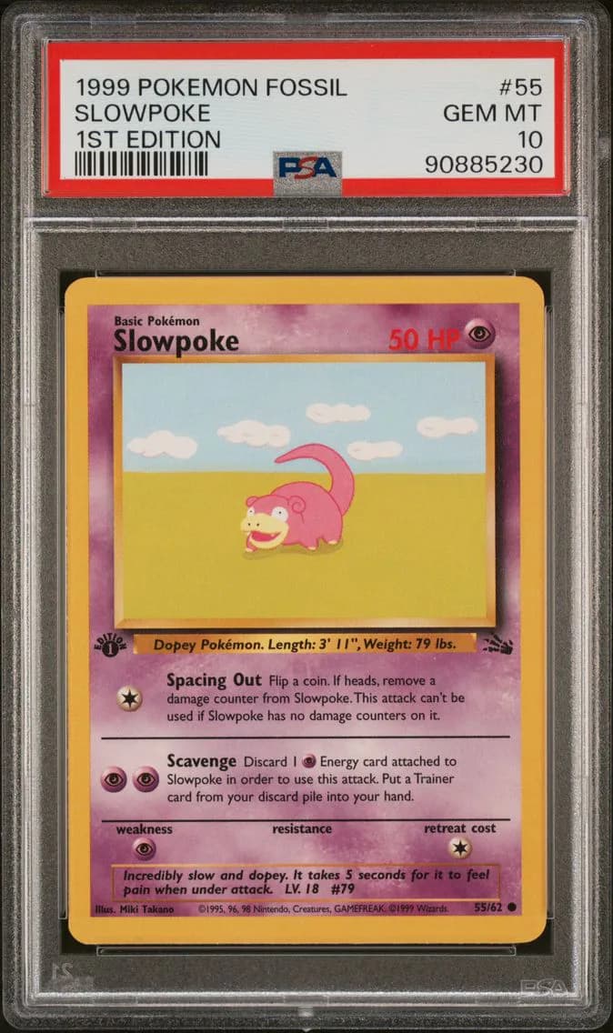 Slowpoke 1st Edition, Fossil, PSA 10