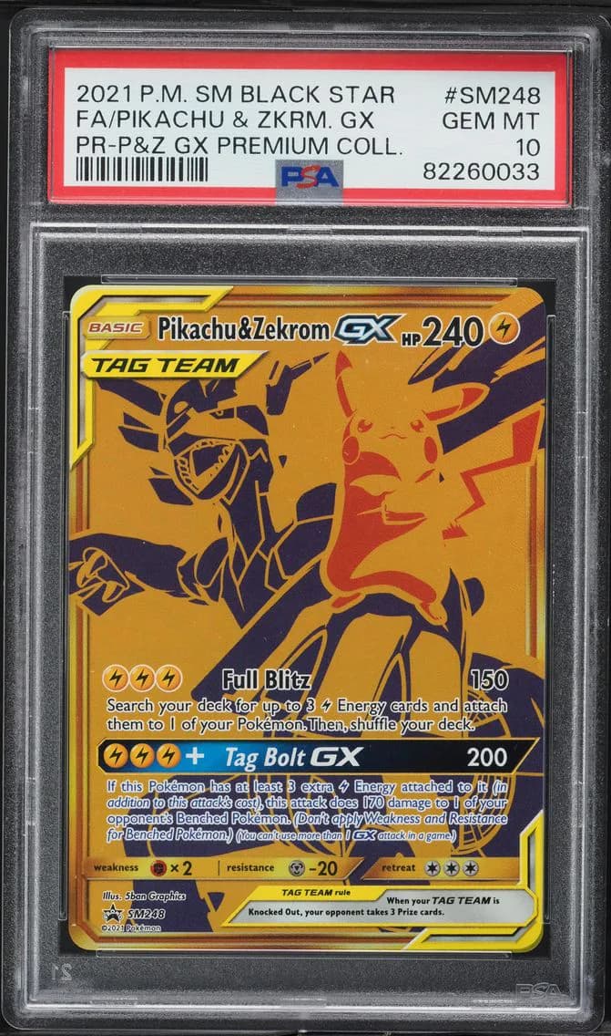 Pikachu & Zekrom GX, SM Black Star Promo, PSA 10