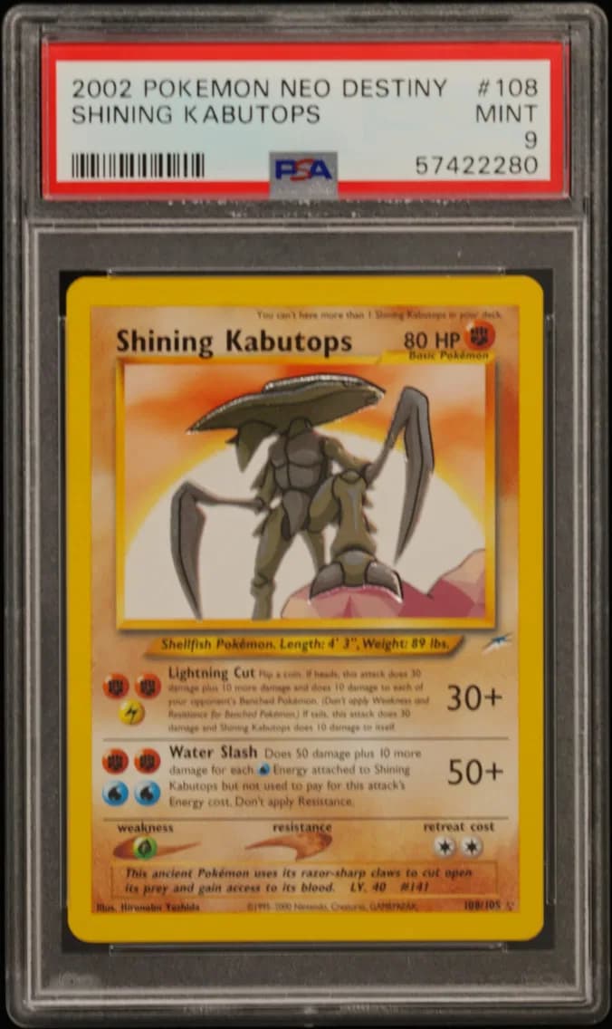 Shining Kabutops, Neo Destiny, PSA 9