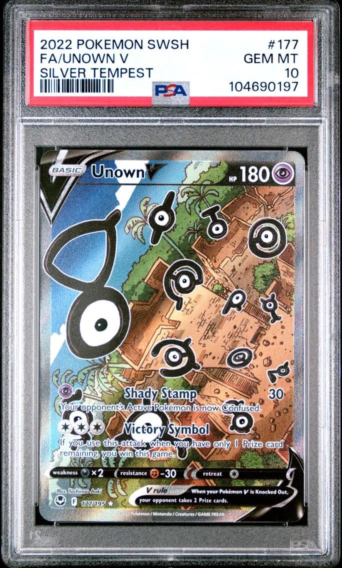 Unown V, Sword & Shield Silver Tempest, PSA 10