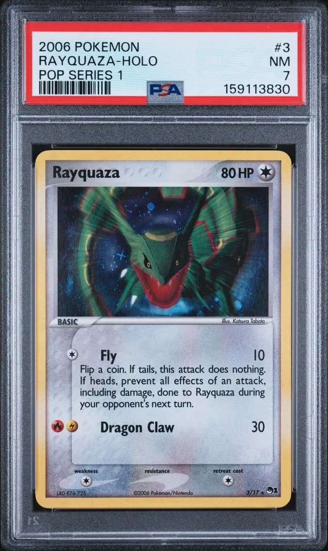 Rayquaza-Holo, Pop Series 1, PSA 7