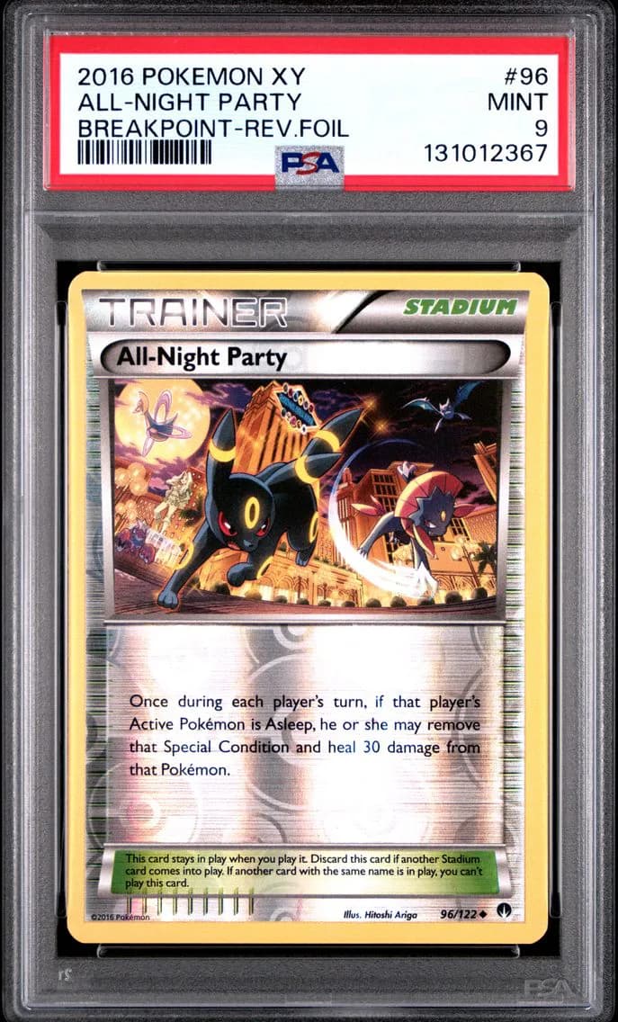 All-Night Party-Reverse Foil, XY Breakpoint, PSA 9
