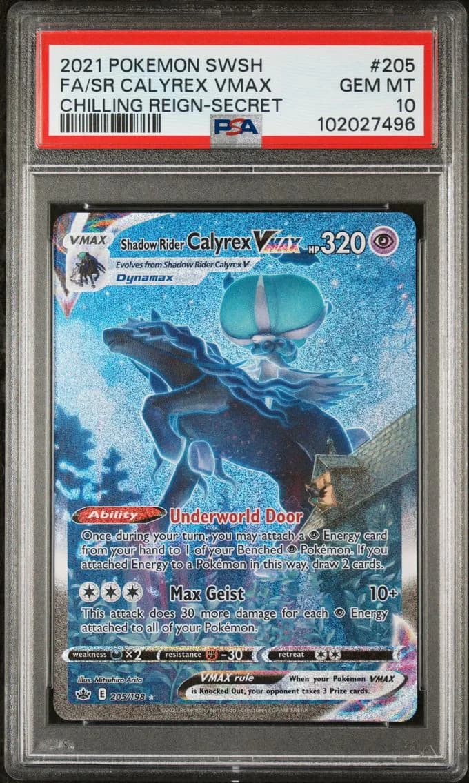 Shadow Rider Calyrex VMAX, Sword & Shield Chilling Reign, PSA 10