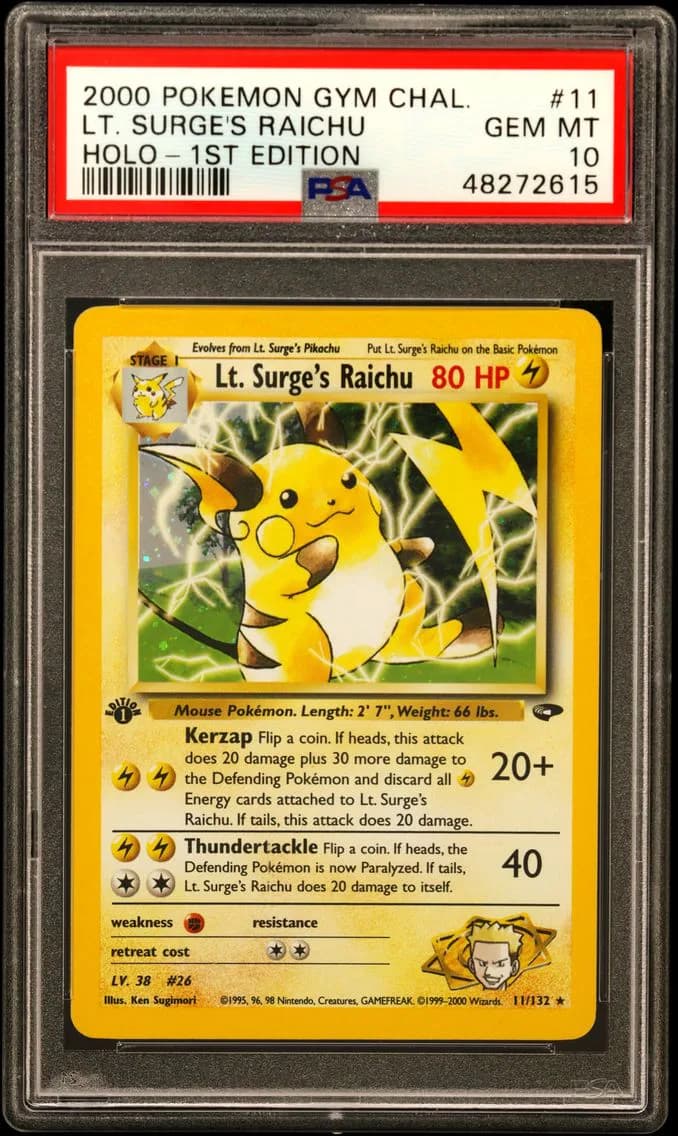 LT. Surge's Raichu, Gym Challenge, PSA 10
