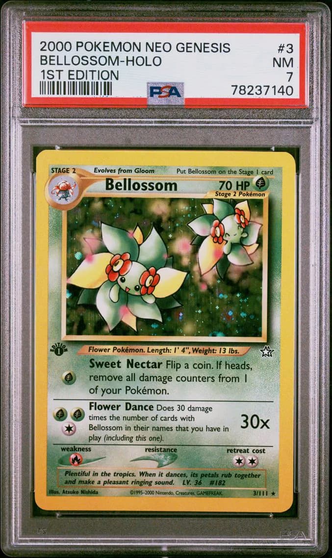 Bellossom-Holo, Neo Genesis 1st Edition, PSA 7