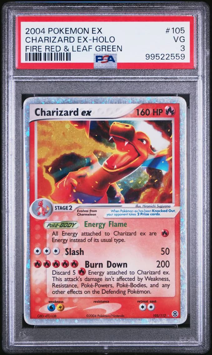 Charizard EX-Holo, EX Fire Red & Leaf Green, PSA 3