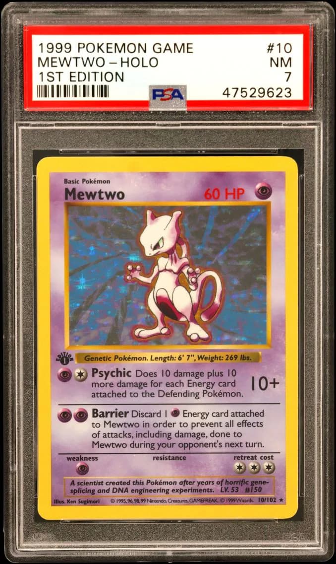 Mewtwo-Holo 1st Edition, Game, PSA 7