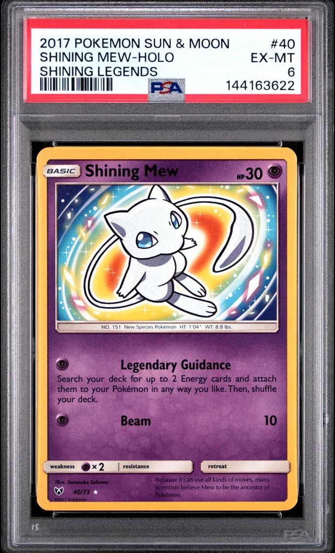 Shining Mew-Holo, Sun & Moon Shining Legends, PSA 6