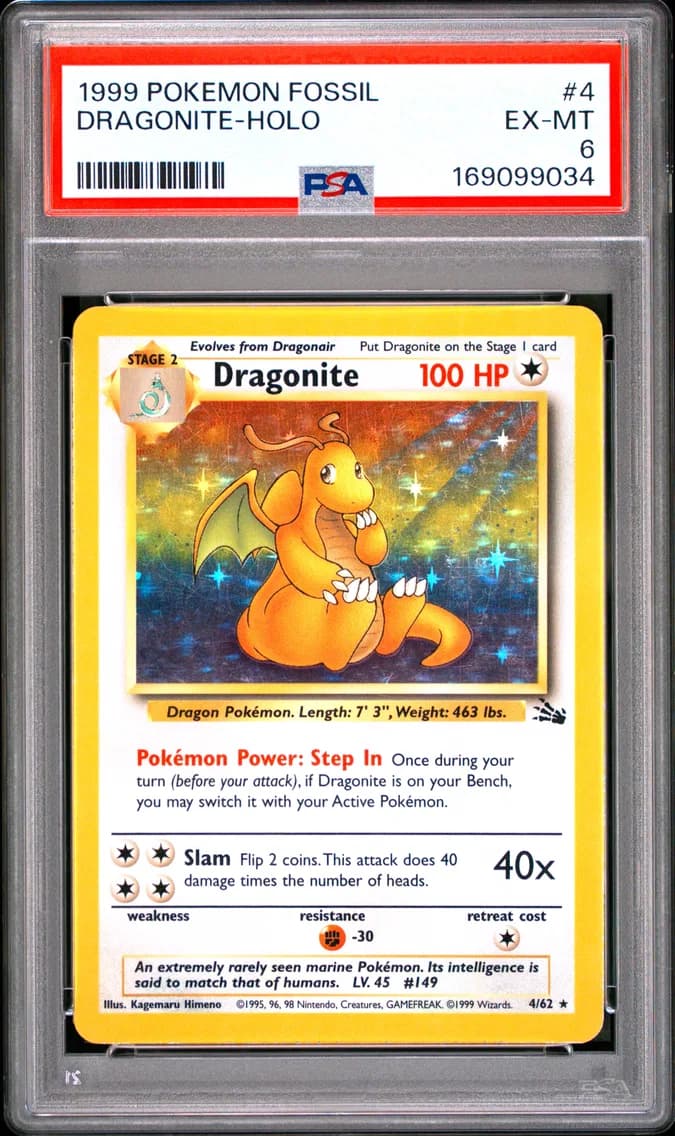 Dragonite-Holo, Fossil, PSA 6