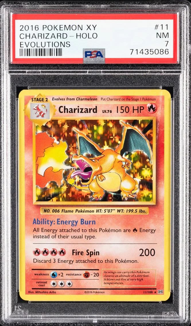 Charizard-Holo, XY Evolutions, PSA 7