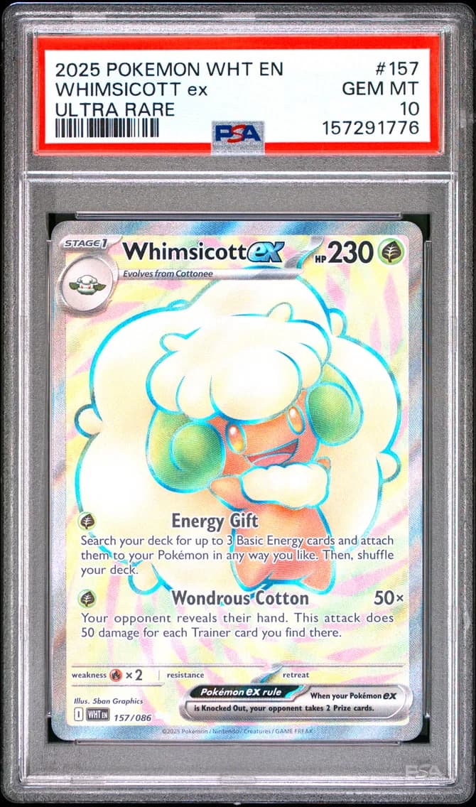 Whimsicott EX, White Flare, PSA 10