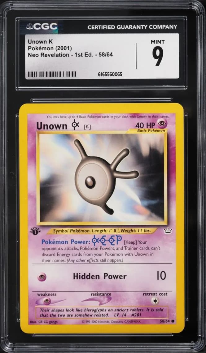 Unown K, Neo Revelation - 1st Edition, CGC 9