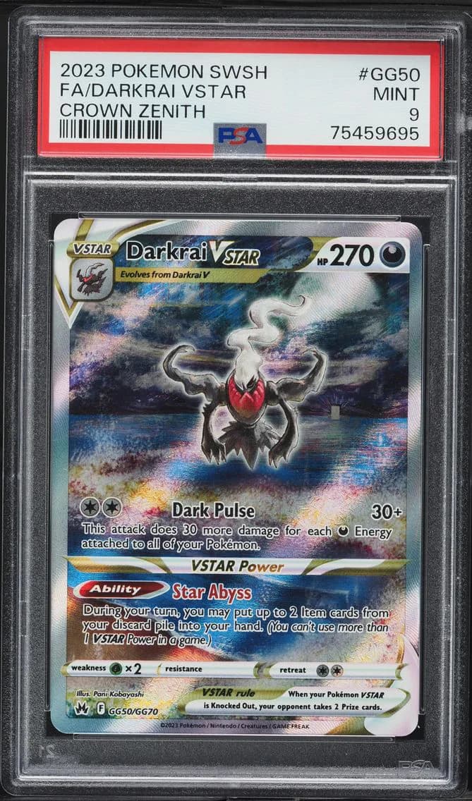 Darkrai VSTAR, Sword and Shield Crown Zenith, PSA 9