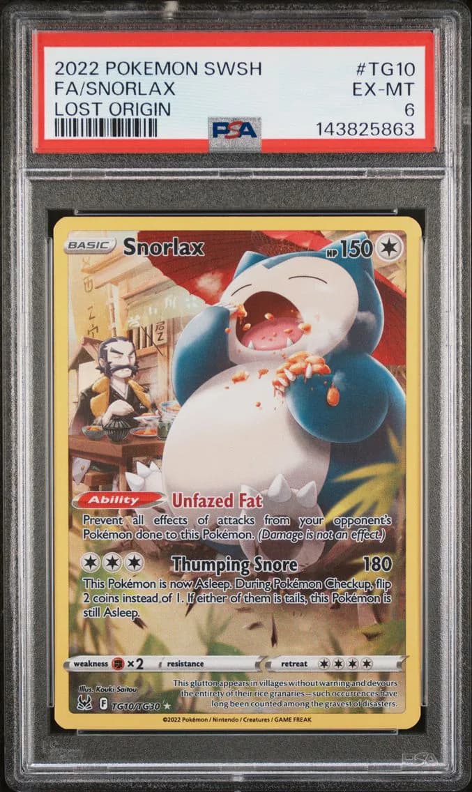 Snorlax, Sword & Shield Lost Origin, PSA 6