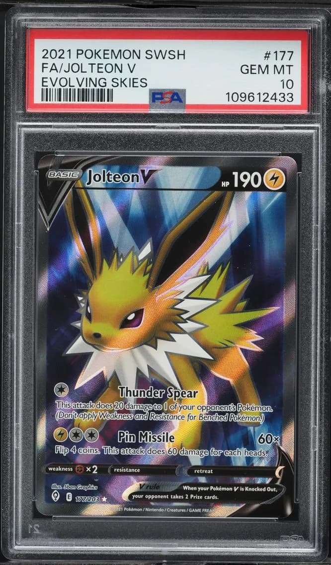 Jolteon V, Sword & Shield Evolving Skies, PSA 10