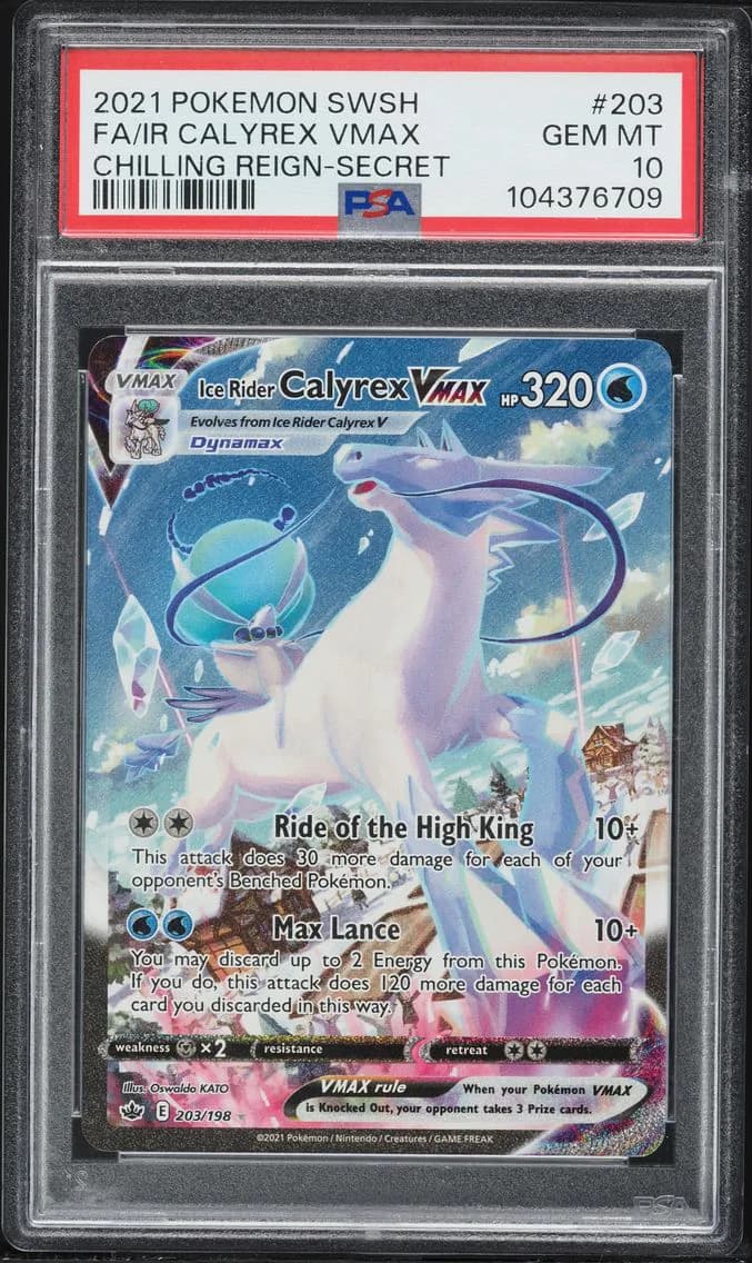 Ice Rider Calyrex VMAX, Sword & Shield Chilling Reign, PSA 10