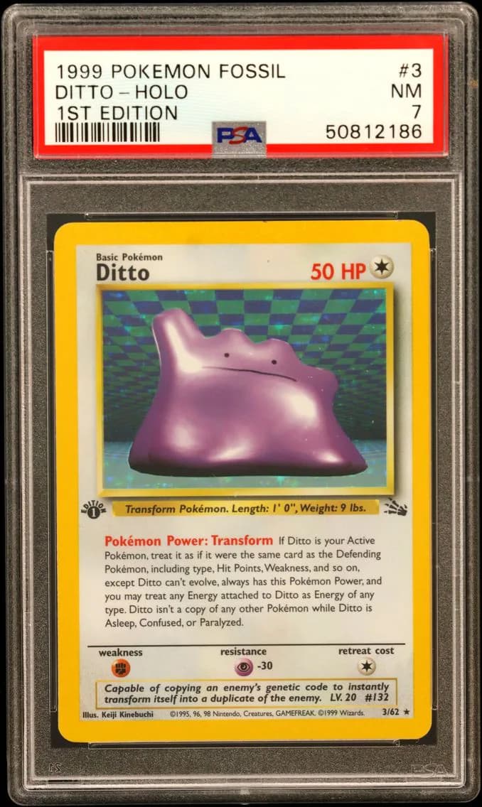 Ditto-Holo 1st Edition, Fossil, PSA 7