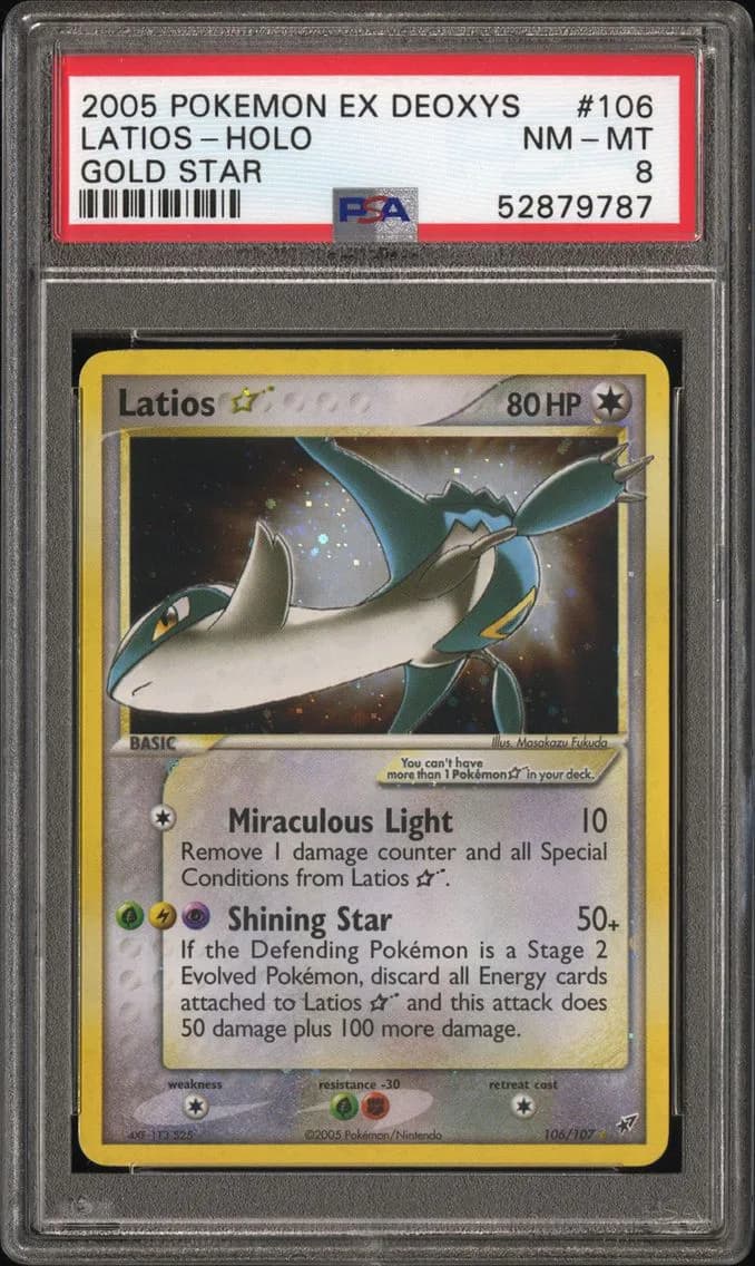 Latios-Holo Gold Star, EX Deoxys, PSA 8