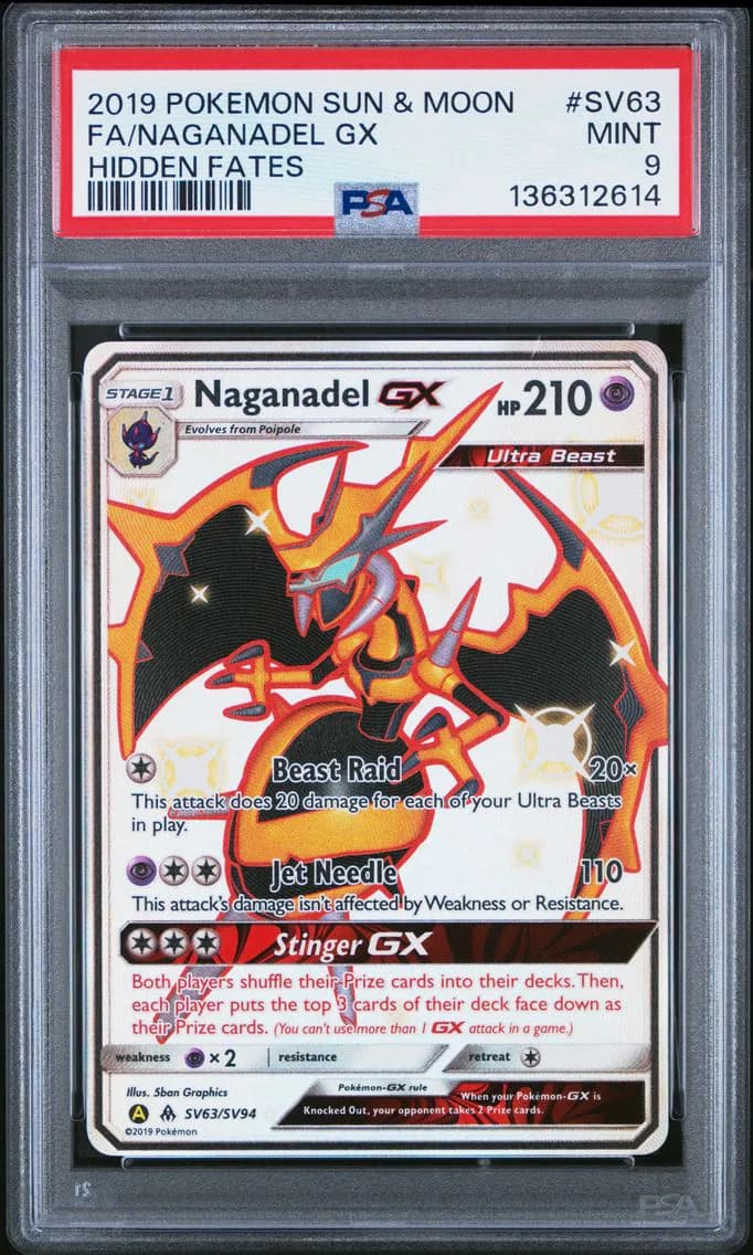Naganadel GX, Sun & Moon Hidden Fates, PSA 9