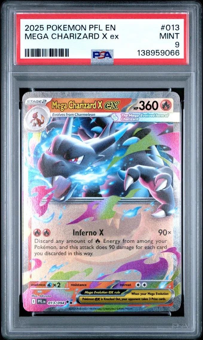 Mega Charizard X EX, Phantasmal Flames, PSA 9