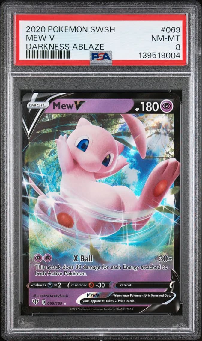 Mew V, Sword & Shield Darkness Ablaze, PSA 8