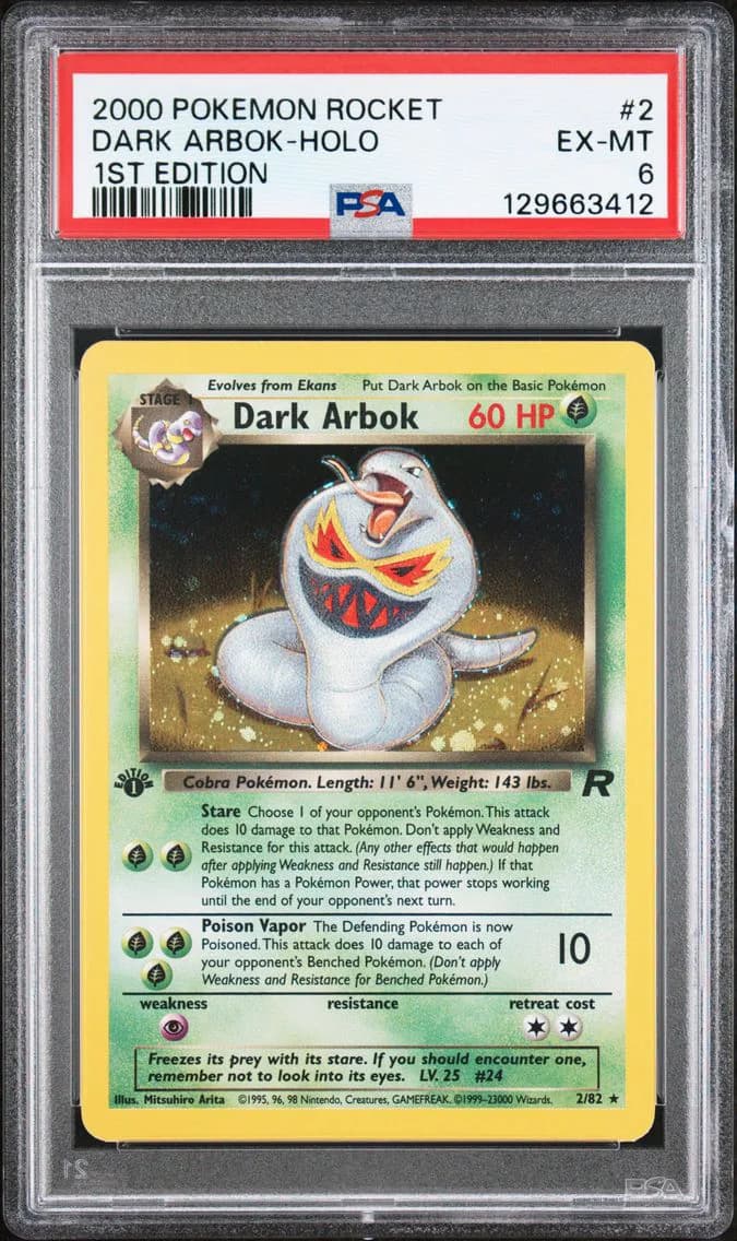 Dark Arbok-Holo 1st Edition, Rocket, PSA 6