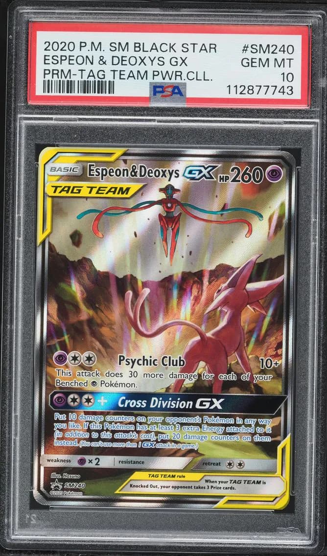 Espeon & Deoxys GX, SM Black Star Promo, PSA 10