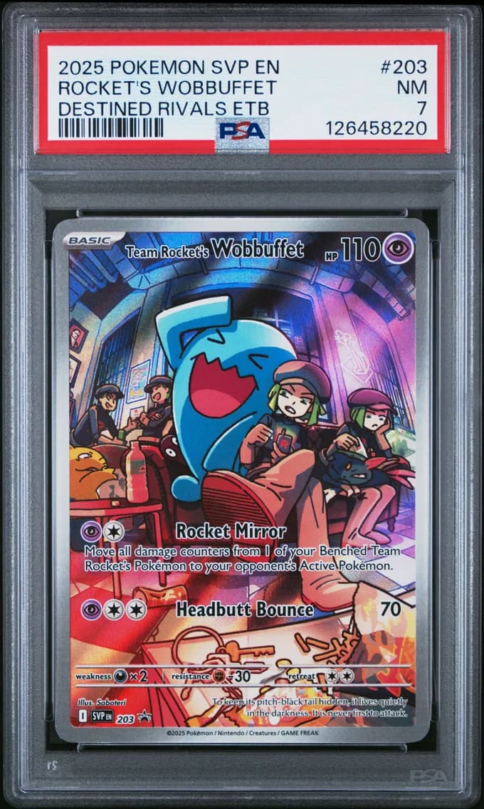 Team Rocket's Wobbuffet, SV Black Star Promo, PSA 7