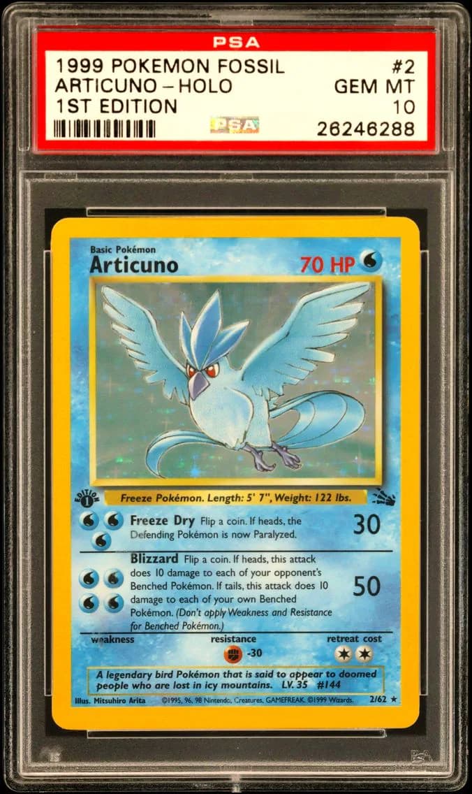 Articuno-Holo 1st Edition, Fossil, PSA 10
