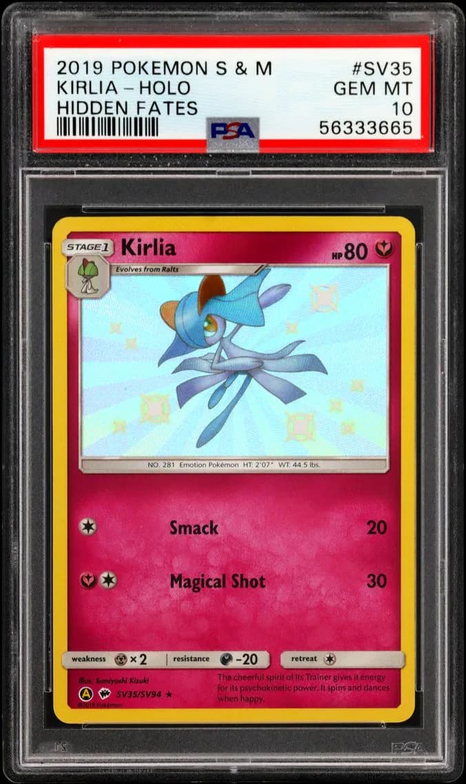 Kirlia-Holo, Sun & Moon Hidden Fates, PSA 10