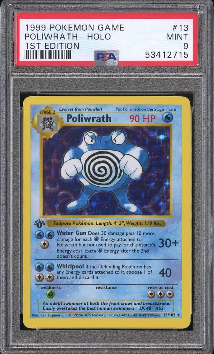 Poliwrath-Holo 1st Edition, Game, PSA 9