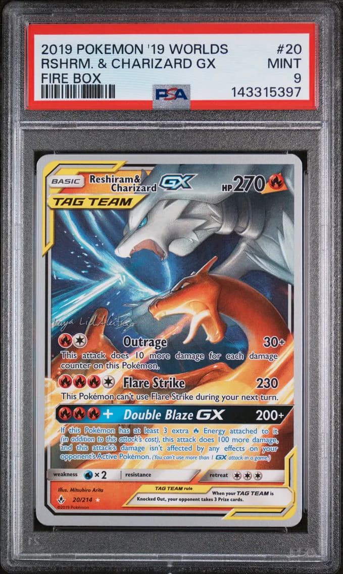 Reshiram & Charizard GX, 2019 World Championships Deck: Fire Box, PSA 9