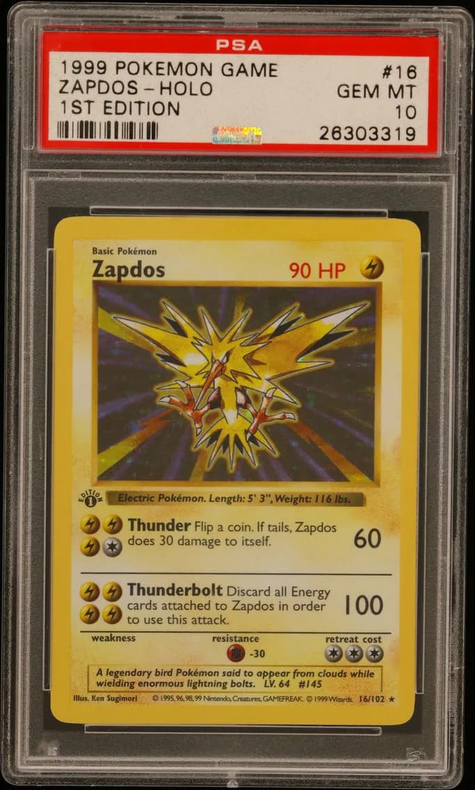 Zapdos-Holo 1st Edition, Game, PSA 10