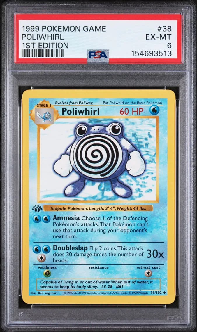 Poliwhirl 1st Edition, Game, PSA 6