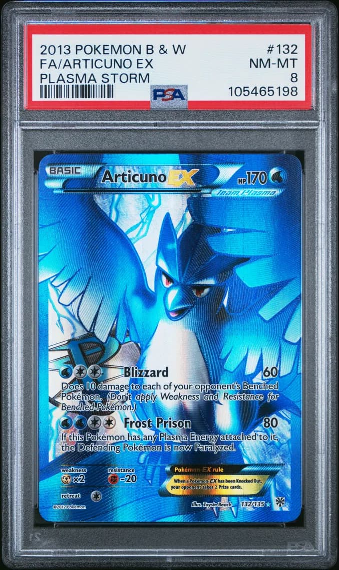 Articuno EX, Black & White Plasma Storm, PSA 8
