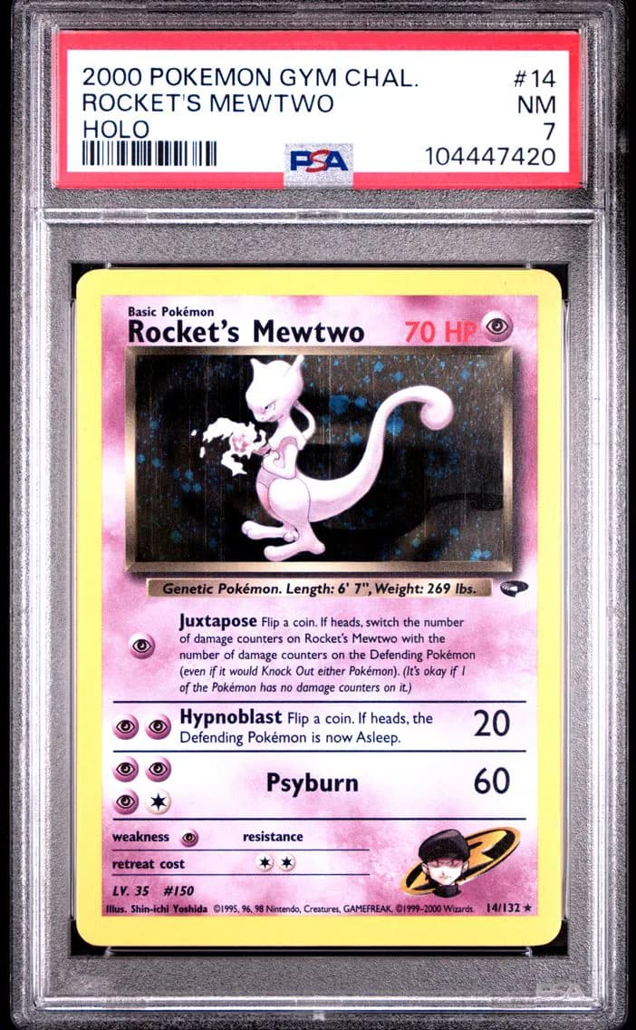Rocket's Mewtwo, Gym Challenge, PSA 7