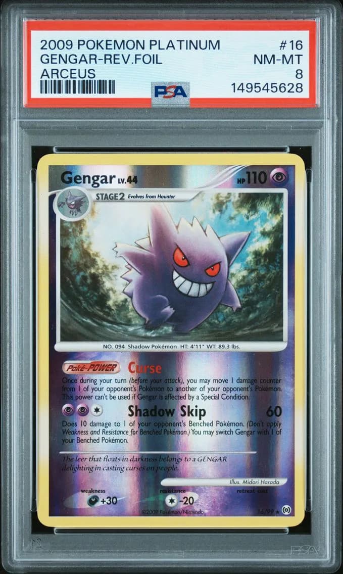 Gengar-Reverse Foil, Platinum Arceus, PSA 8