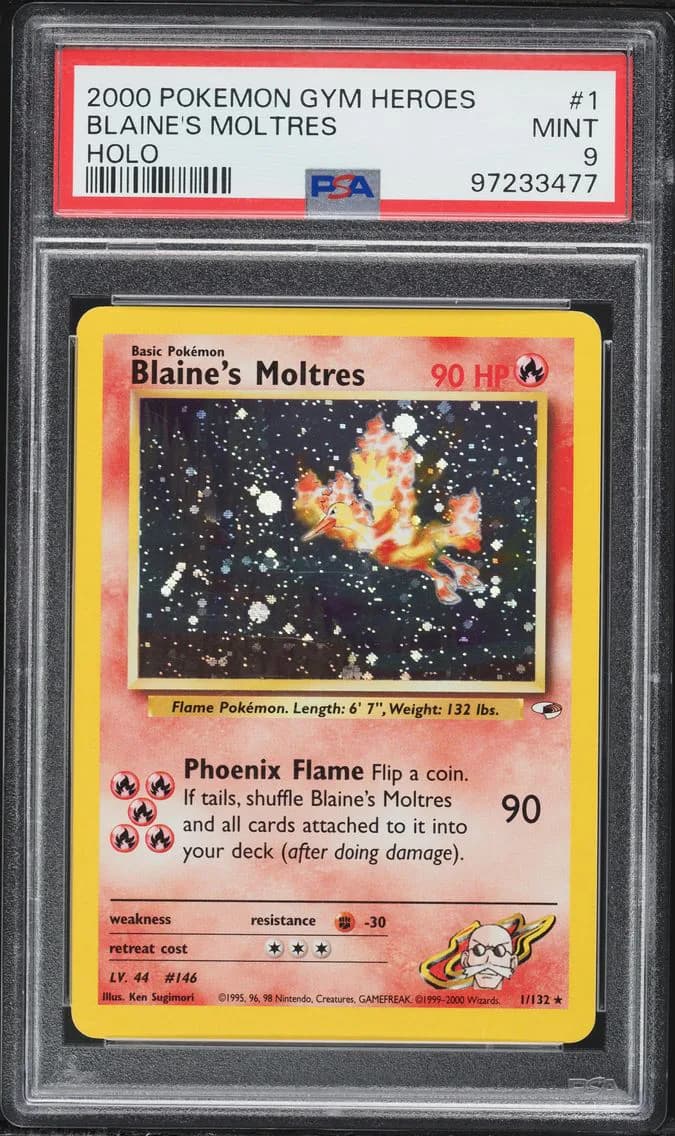 Blaine's Moltres, Gym Heroes, PSA 9