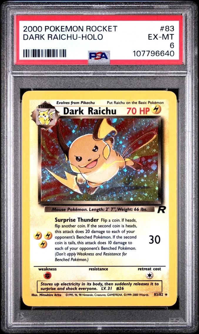 Dark Raichu-Holo, Rocket, PSA 6